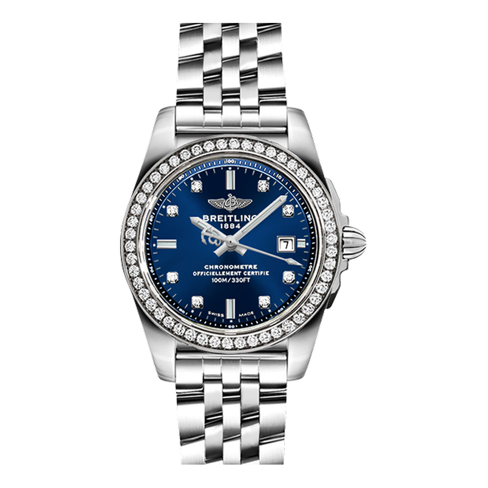 Breitling Stainless Steel / Diamond / Horizon Blue Diamond Blue/Navy Dial Straps
