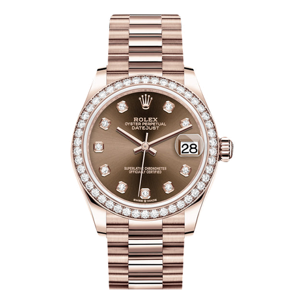 Rolex Datejust 31 Rose Gold / Diamond / Chocolate - Diamond / President