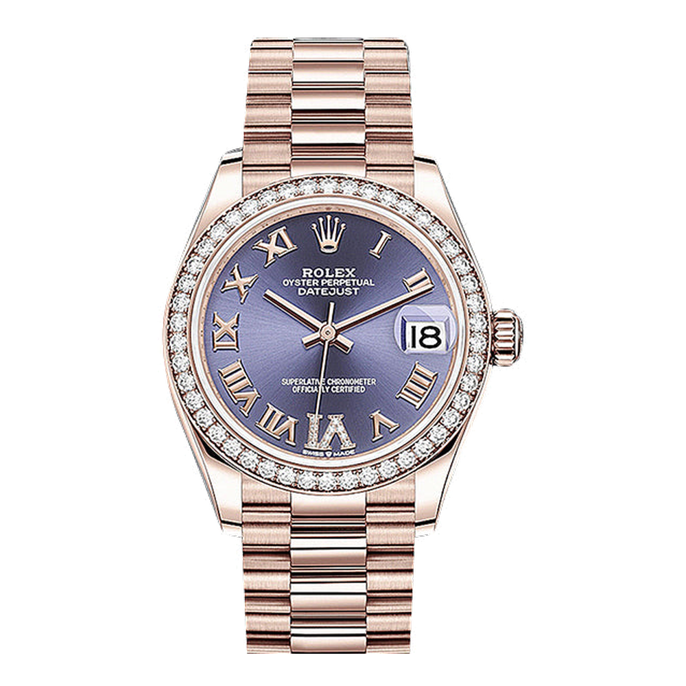 Rolex Datejust 31 Rose Gold / Diamond / Aubergine - Roman / President