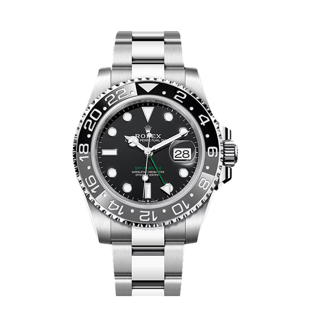 Rolex GMT-Master II Stainless Steel / GRNR/ Oyster Black Dial Straps