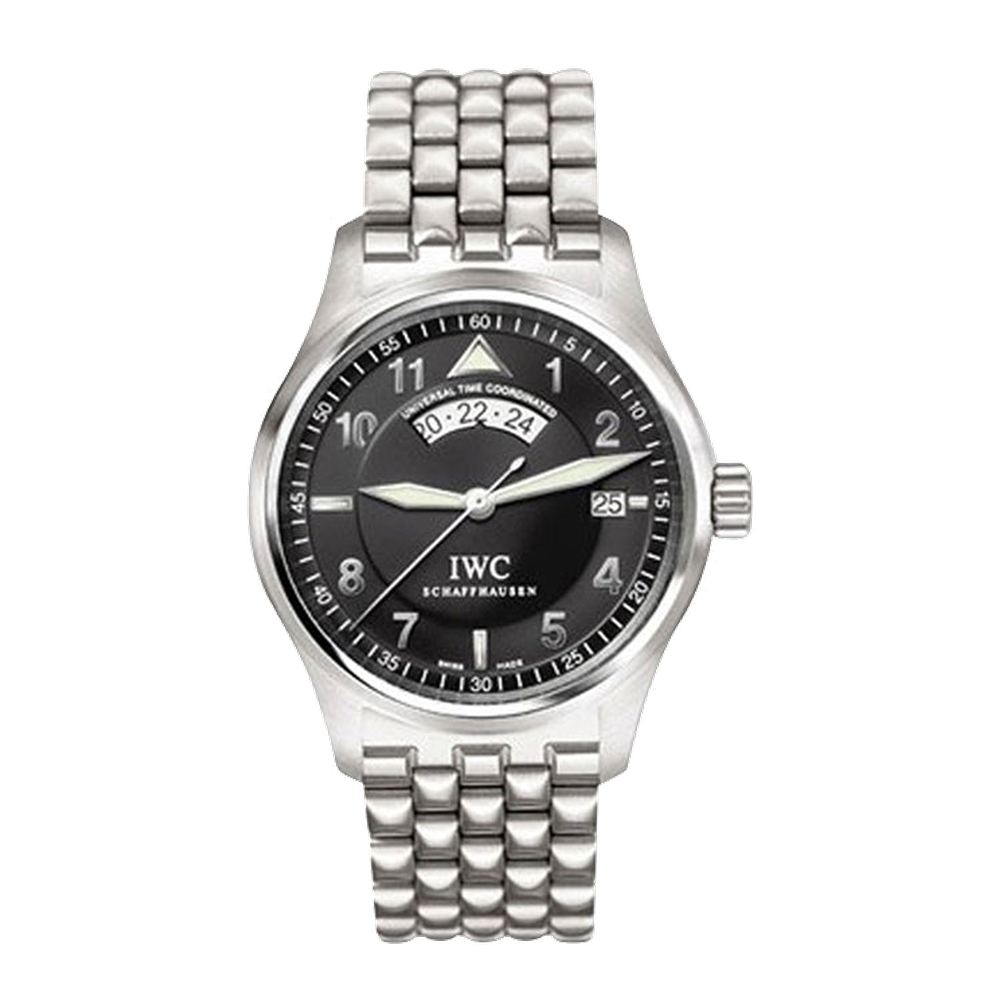 IWC Pilot's Watch Spitfire UTC Stainless Steel / Black / Bracelet Black Dial Straps