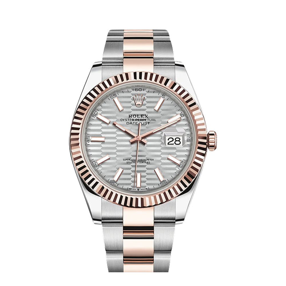 Rolex Datejust 41 Rolesor Everose - Fluted / Oyster / Silver - Fluted