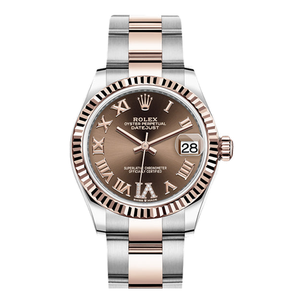 Rolex Datejust 31 Stainless Steel/ Rose Gold / Fluted / Chocolate - Roman / Oyster
