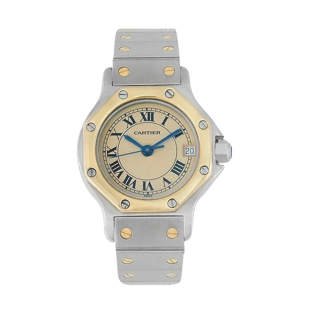 Cartier Octagon 18K Gold Stainless Steel Quartz
