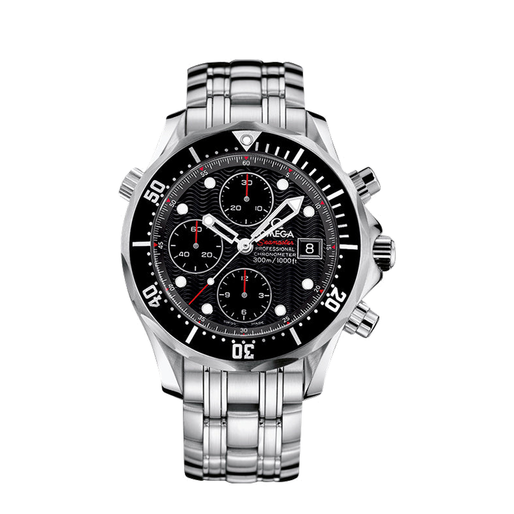 Omega Diver 300M Automatic 41.5 Chronograph Stainless Steel / Black / Bracelet Black Dial Straps