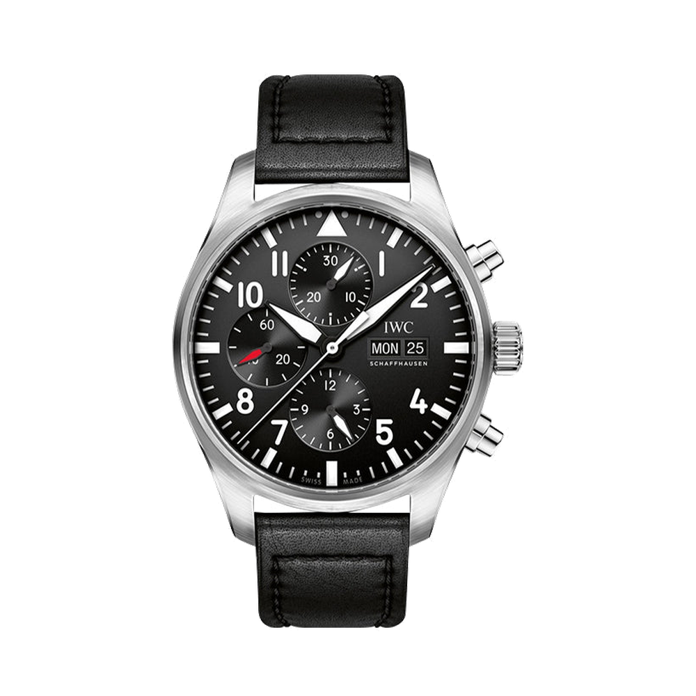 IWC Pilot's Watch Chronograph Stainless Steel / Black / Strap