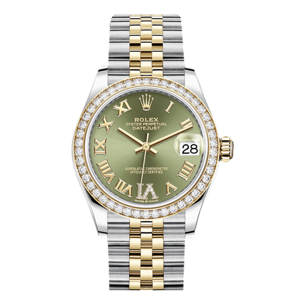 Rolex Datejust 31 Stainless Steel / Yellow Gold / Diamond / Olive - Roman / Jubilee