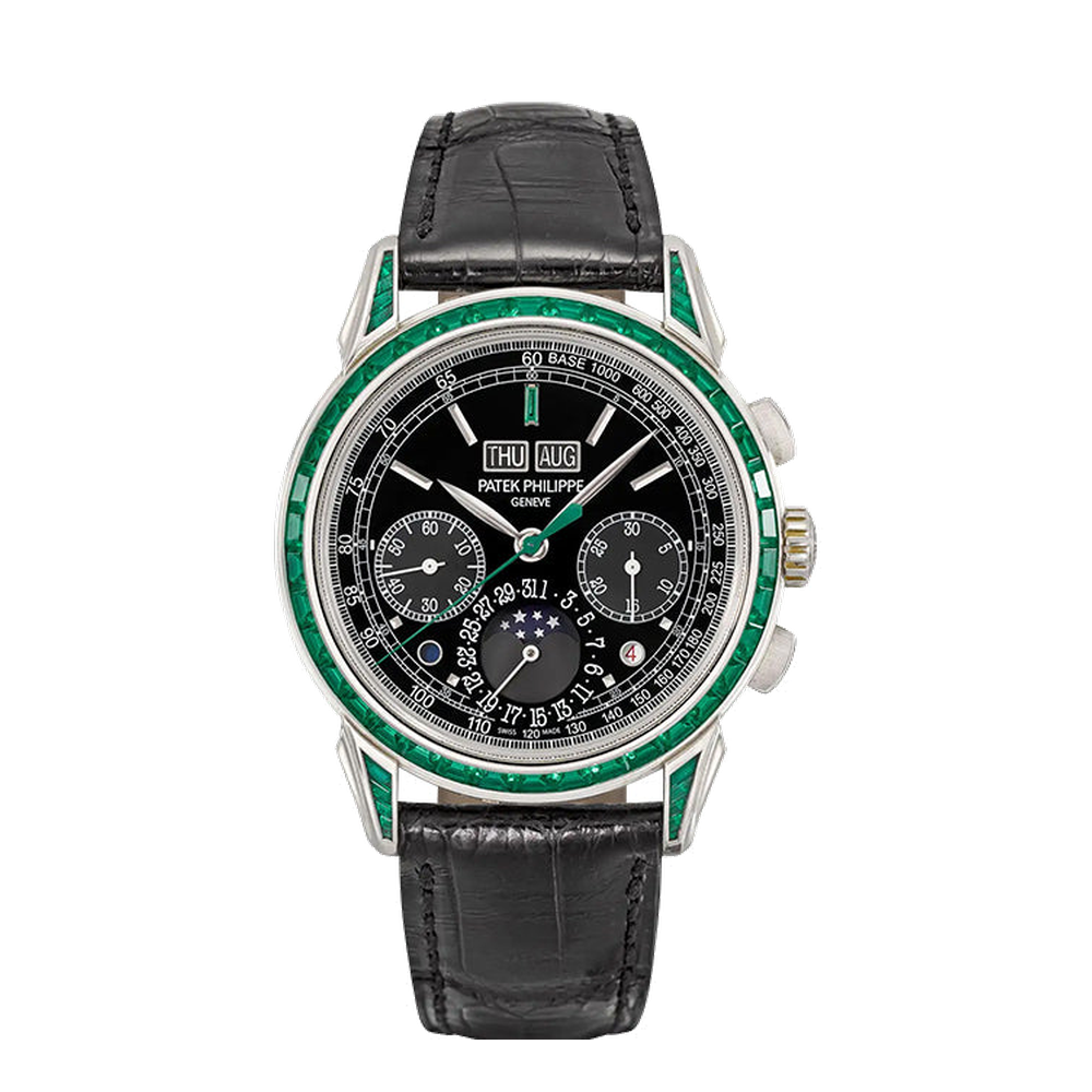 Patek Philippe Perpetual Calendar Chronograph 5271P Emerald Black Dial Straps