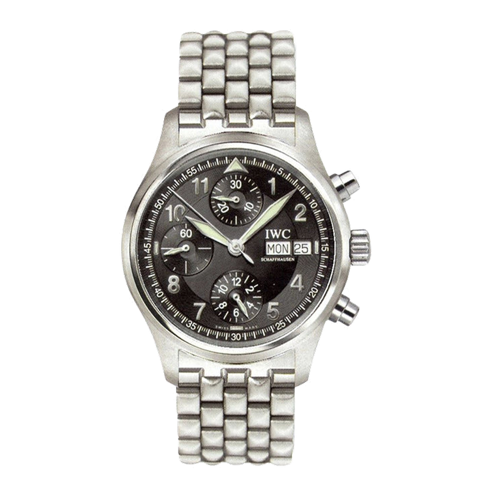 IWC Pilot's Watch Spitfire Chronograph Stainless Steel / Black / English / Bracelet