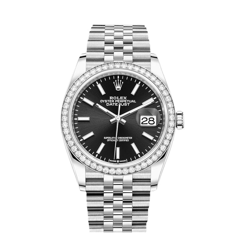 Rolex Datejust 36 Stainless Steel / Diamond / Black / Jubilee Black Dial Straps