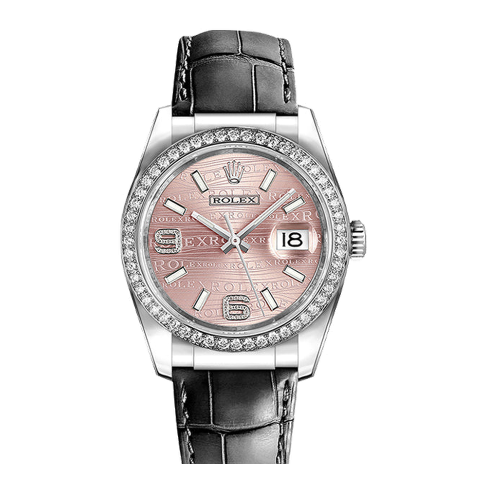 Rolex Datejust 36 White Gold Diamond Strap Pink Waves