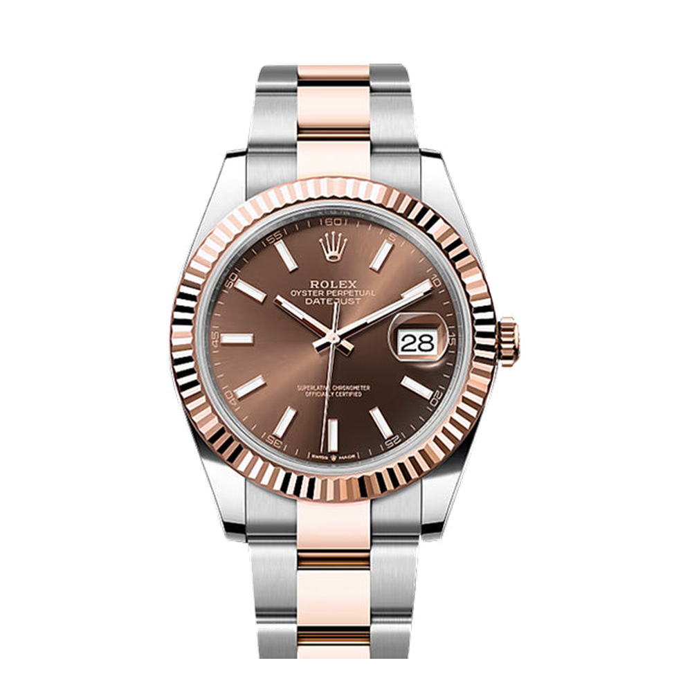 Rolex Datejust 41 Rolesor Everose Fluted / Oyster / Chocolate