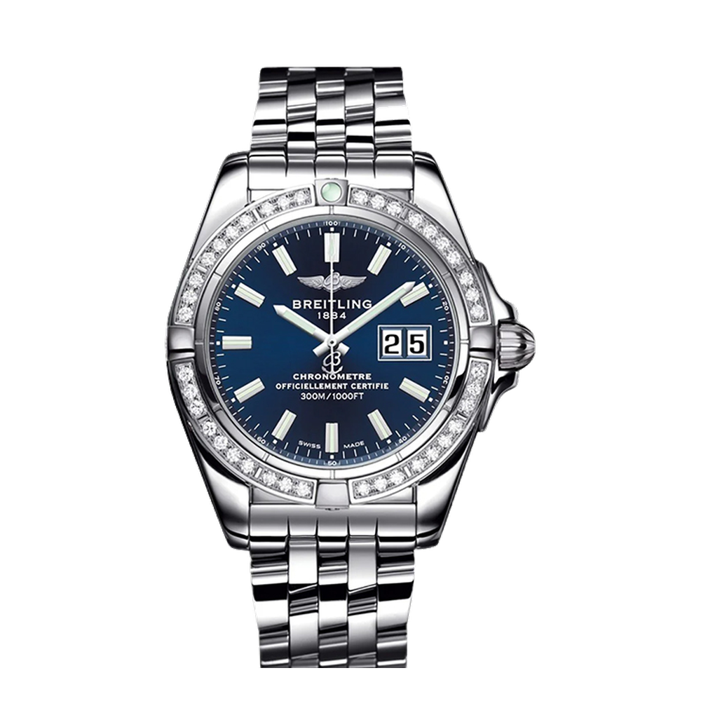 Breitling Stainless Steel / Diamond / Horizon Blue Blue/Navy Dial Straps