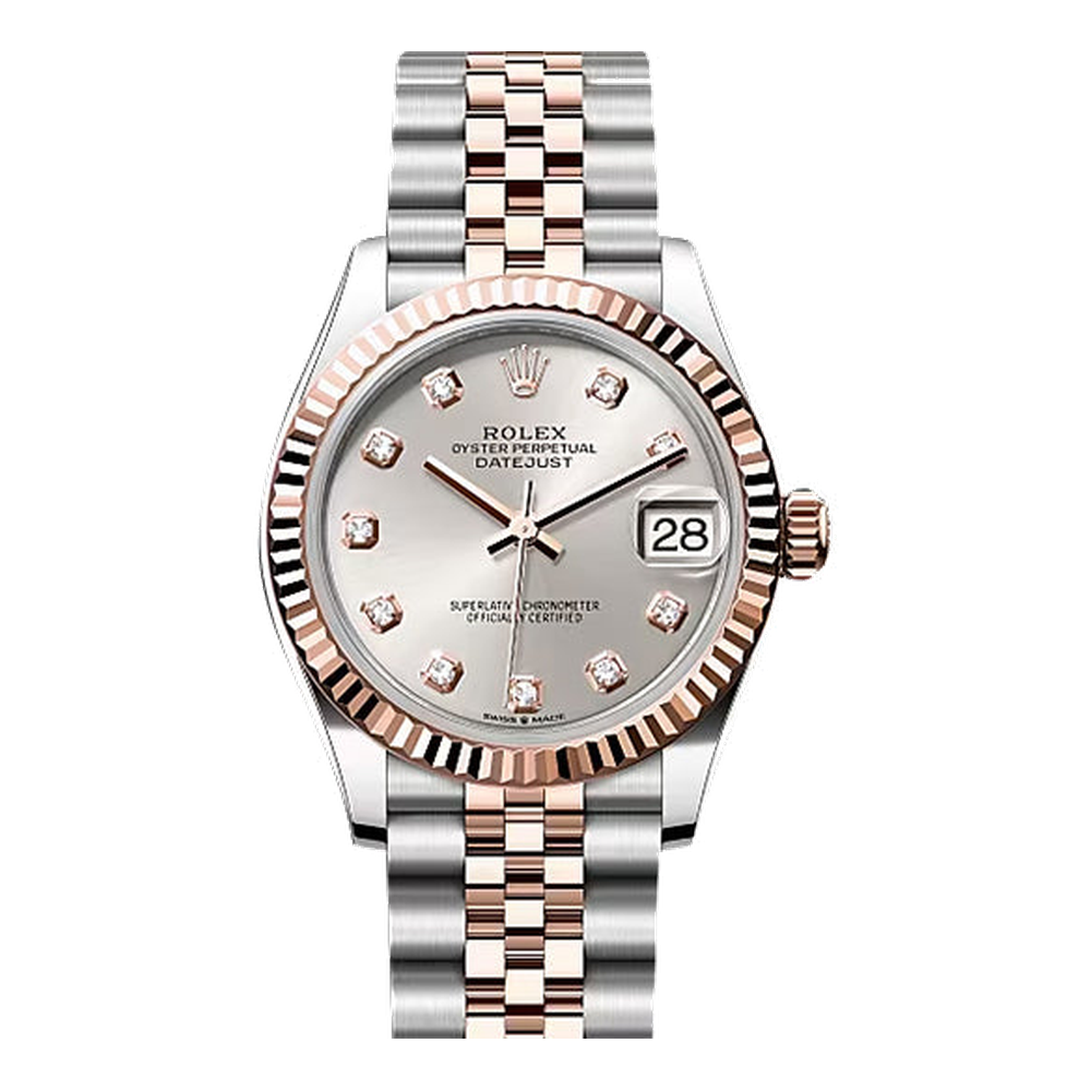 Rolex Datejust 31 Stainless Steel/ Rose Gold / Fluted / Silver - Diamond / Jubilee