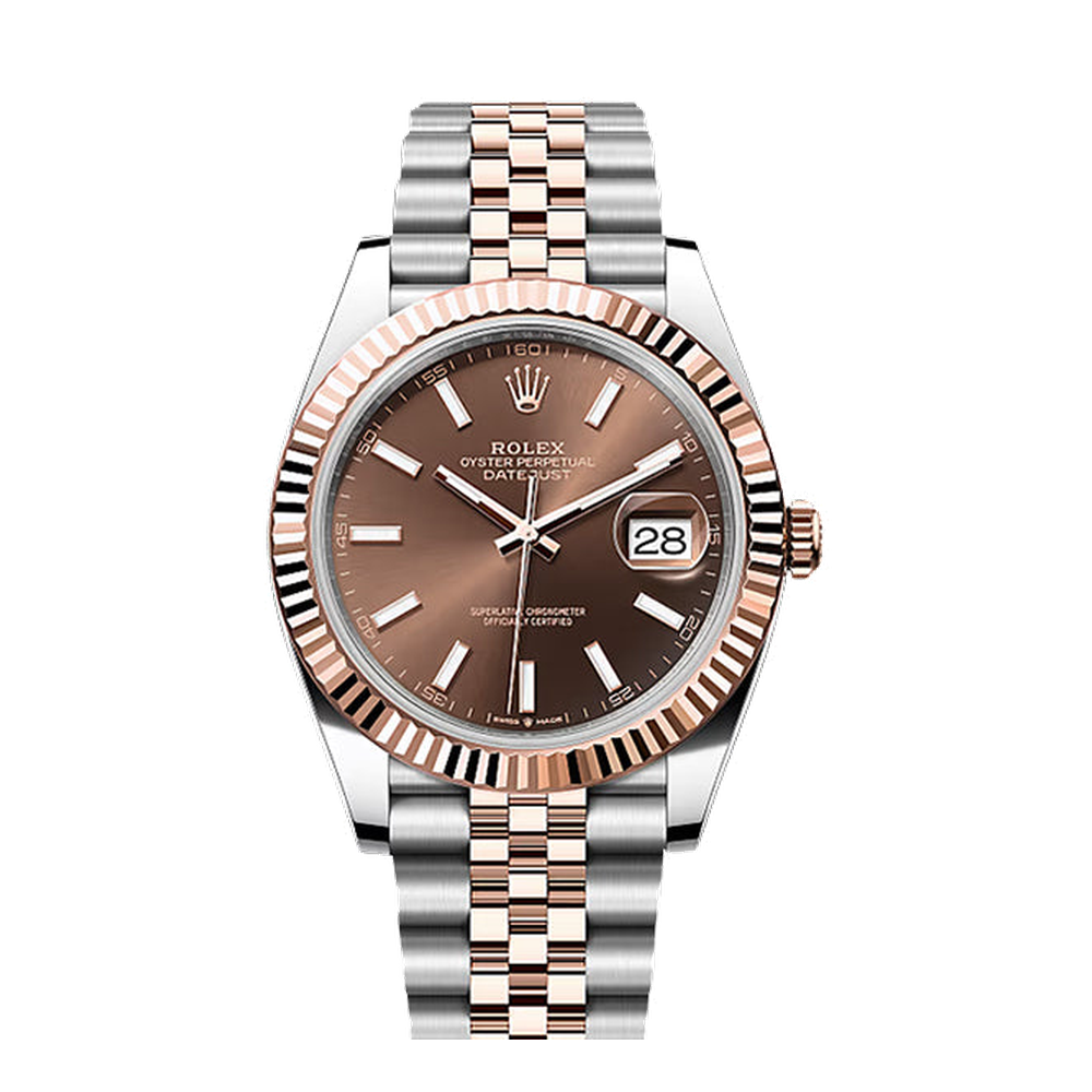 Rolex Datejust 41 Rolesor Everose Fluted / Jubilee / Chocolate Brown Dial Straps