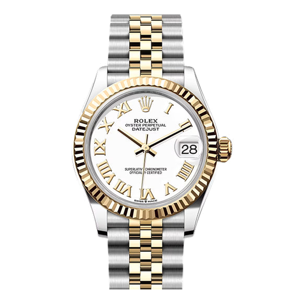 Rolex Datejust 31 Stainless Steel / Yellow Gold / Fluted / White - Roman / Jubilee