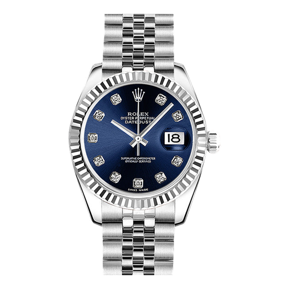 Rolex Datejust 31 Stainless Steel Fluted / Oyster / Blue - Diamond