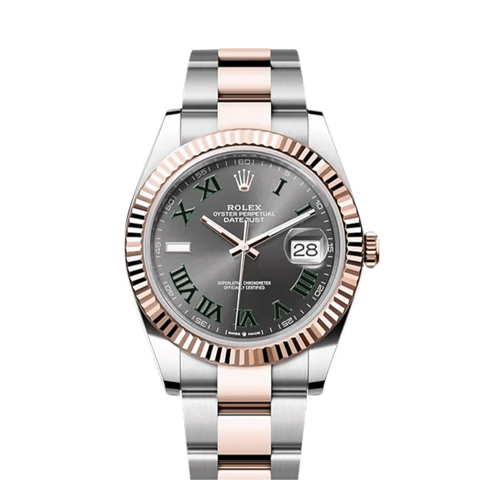 Rolex Datejust 41 Rolesor Everose Fluted / Oyster / Slate - Roman