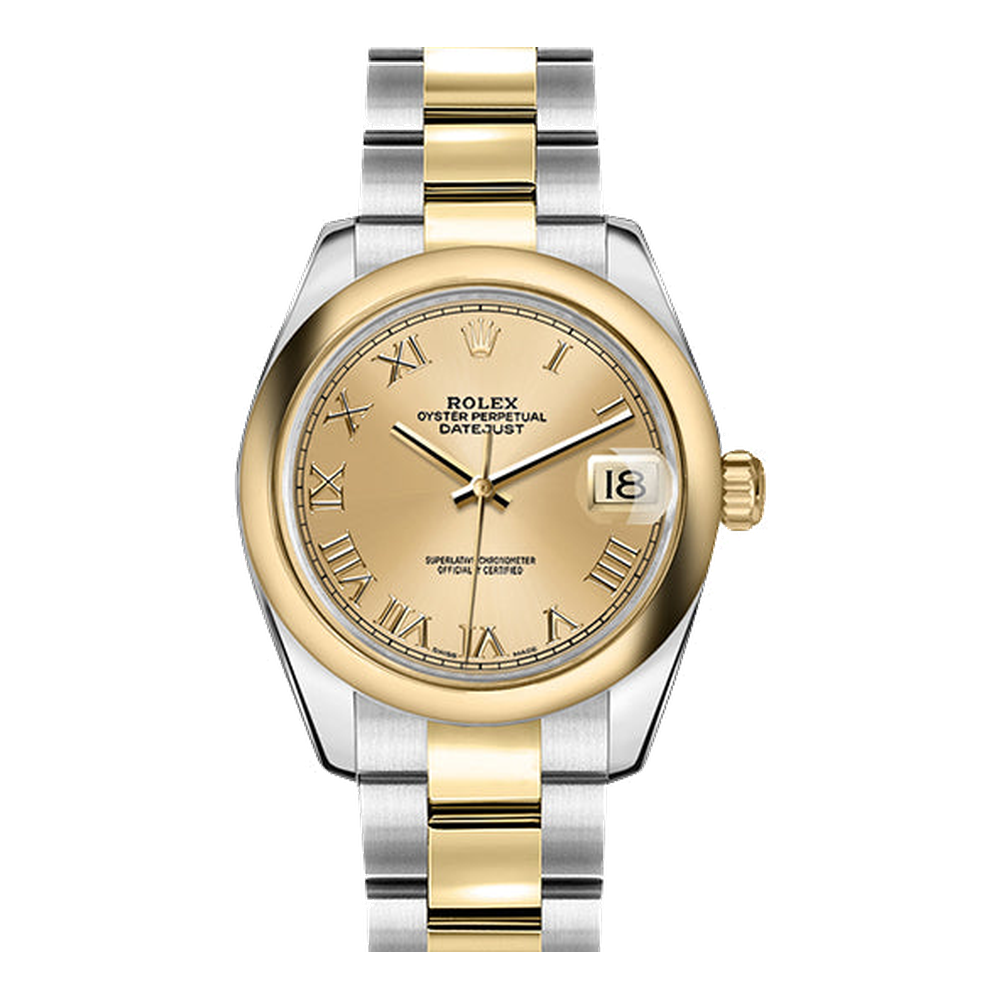 Rolex Datejust 31 Rolesor Yellow Domed / Oyster / Champagne Roman