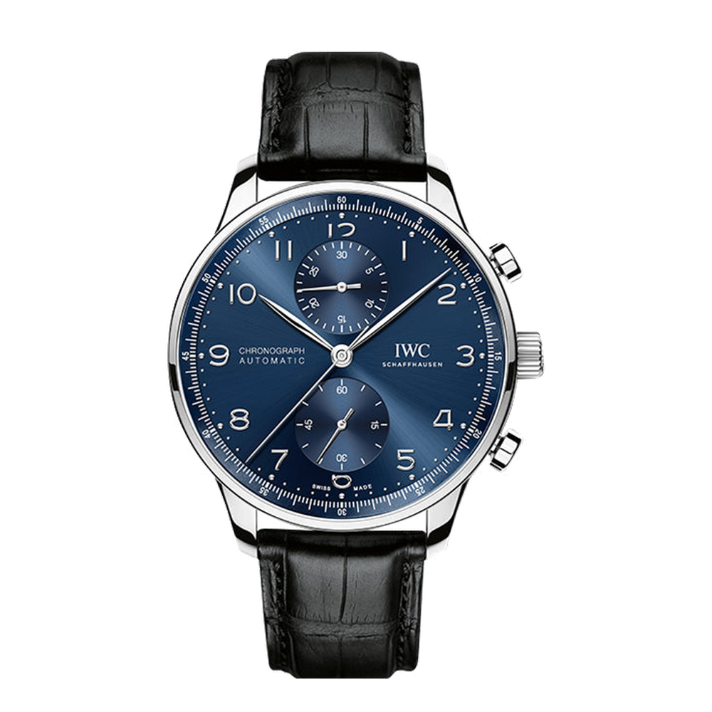 IWC Portuguese Chrono-Automatic Stainless Steel / Blue Blue/Navy Dial Straps