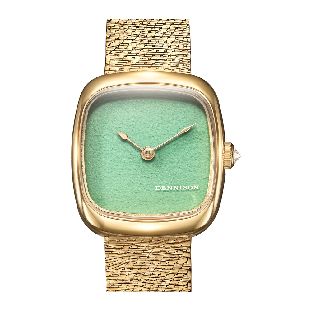 Dennison Mini Lagoon Jadeite In Gold Green Dial Straps