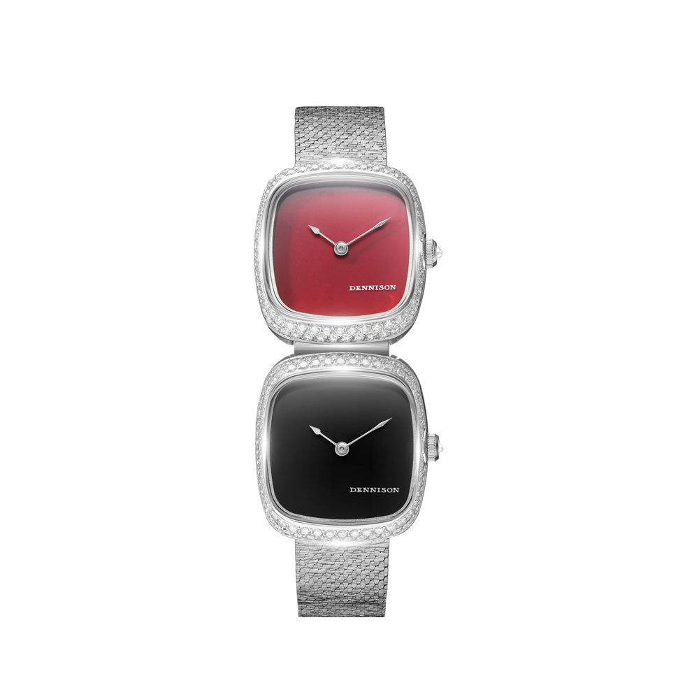 Dennison Dual Time Mini – Red Jasper & Black Onyx — Red Jasper & Black Onyx Diamonds Red Dial Straps