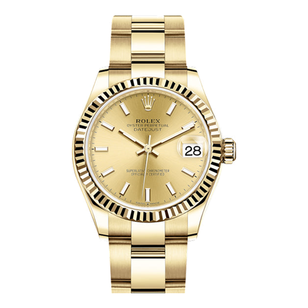 Rolex Datejust 31 Yellow Gold / Fluted / Champagne / Oyster