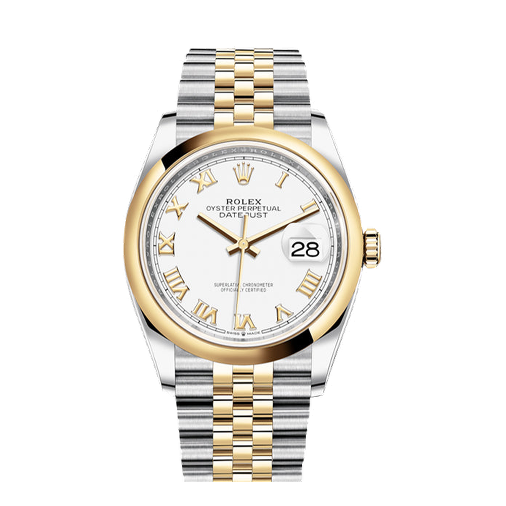 Rolex Datejust 36 Stainless Steel / Yellow Gold / Smooth / White Roman / Jubilee