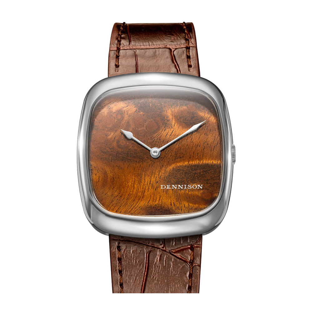 Dennison Natural Wood In Steel Brown Dial Straps