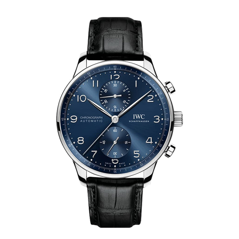 IWC Portugieser Chronograph Stainless Steel / Blue Blue/Navy Dial Straps