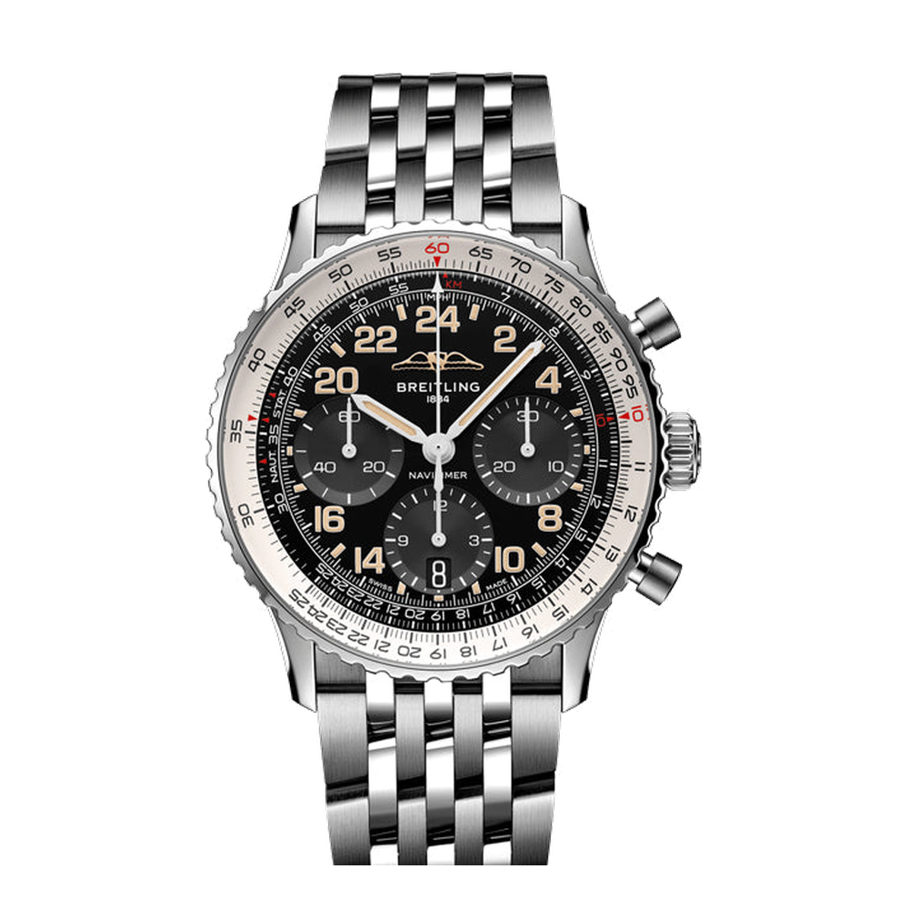 Breitling Navitimer B02 Chronograph 41 Cosmonaute Black Dial Straps