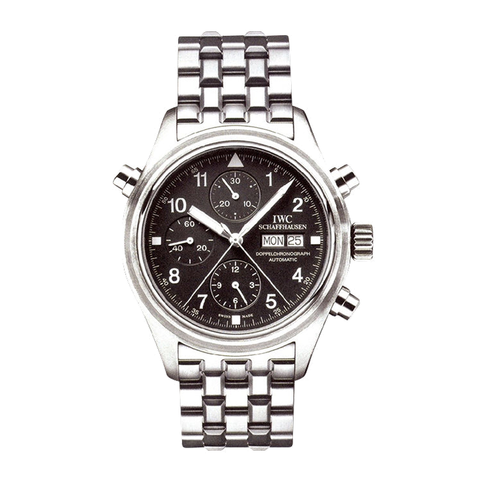 IWC Pilot's Watch Doppelchronograph Stainless Steel / Black / German / Bracelet