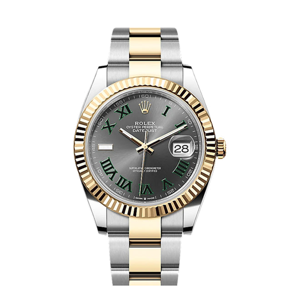 Rolex Datejust 41 Rolesor Yellow Fluted / Oyster / Slate - Roman
