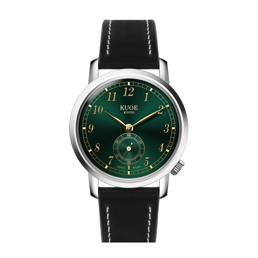 Kuoe Kyoto 90-007 Green dial / Gold hands / 35 mm / Silver case Green Dial Straps