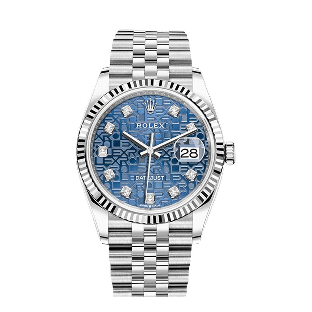 Rolex Datejust 36 Stainless Steel / Fluted / Blue Jubilee / Jubilee