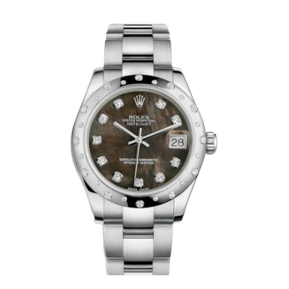 Rolex Datejust 31 Stainless Steel Domed Diamond / Oyster / Black MOP Black Dial Straps