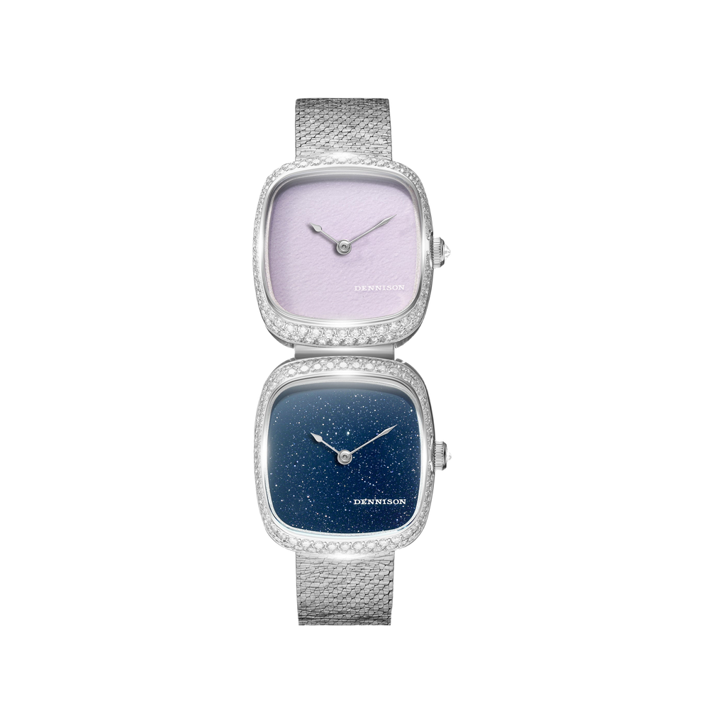 Dennison Dual Time Mini – Pink Malaysian Jade & Aventurine — Diamond Pink/Salmon Dial Straps