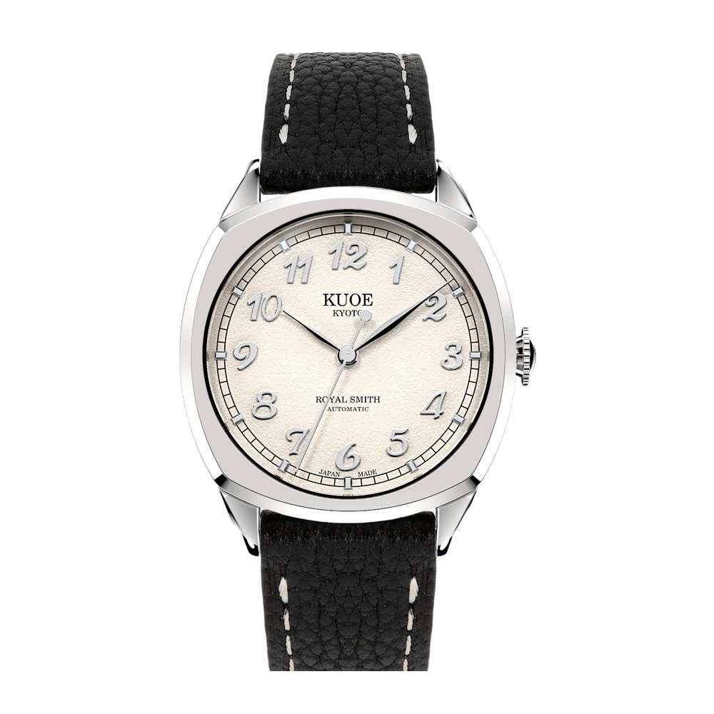 Kuoe Kyoto 90-008 Ivory grainy dial / Silver indices / 34 mm / Silver case