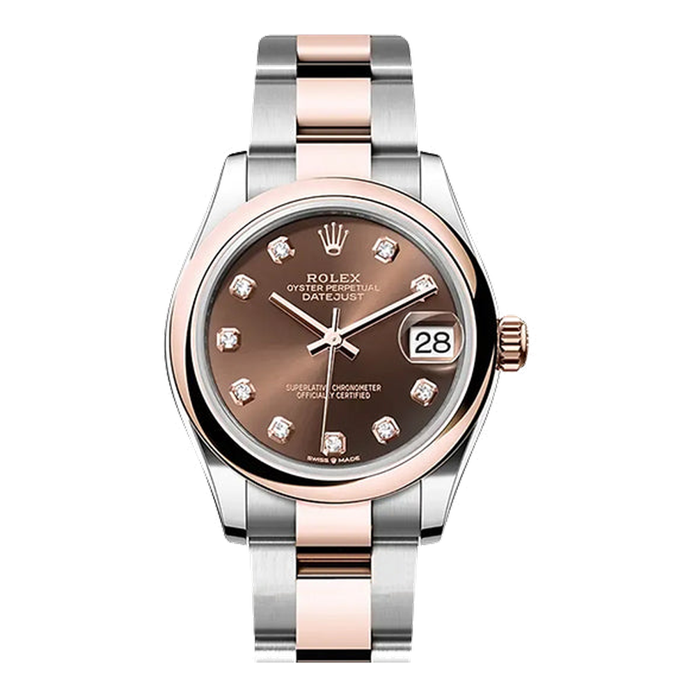 Rolex Datejust 31 Stainless Steel/ Rose Gold / Domed / Chocolate - Diamond / Oyster