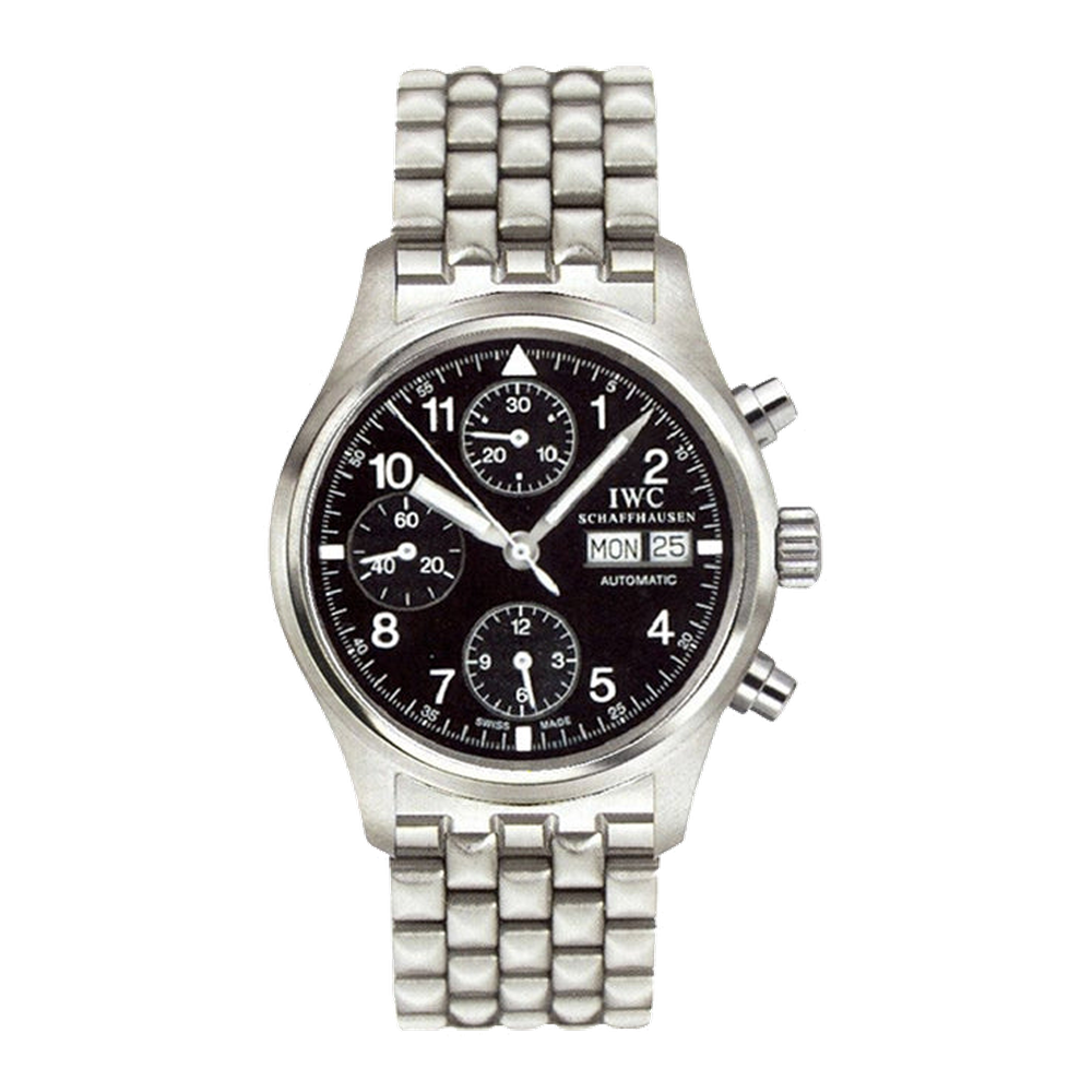 IWC Pilot's Watch Chronograph Stainless Steel / Black / Spanish / Bracelet