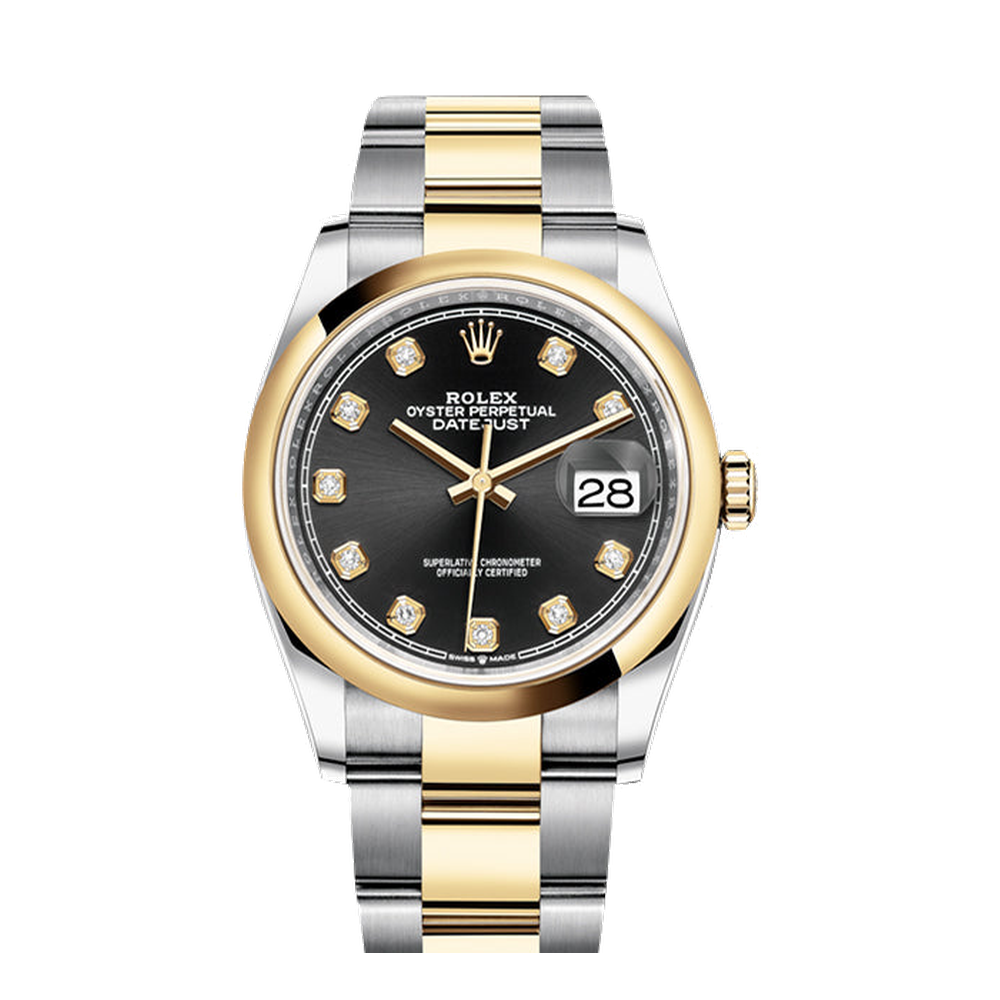 Rolex Datejust 36 Stainless Steel / Yellow Gold / Smooth / Black Diamond / Oyster