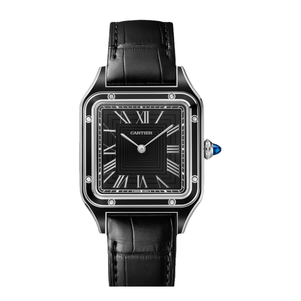 Cartier Santos-Dumont Large Black Lacquer Black Dial Straps