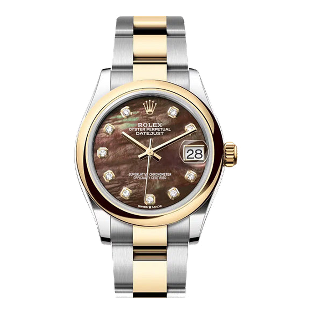 Rolex Datejust 31 Stainless Steel / Yellow Gold / Domed / Black MOP / Oyster