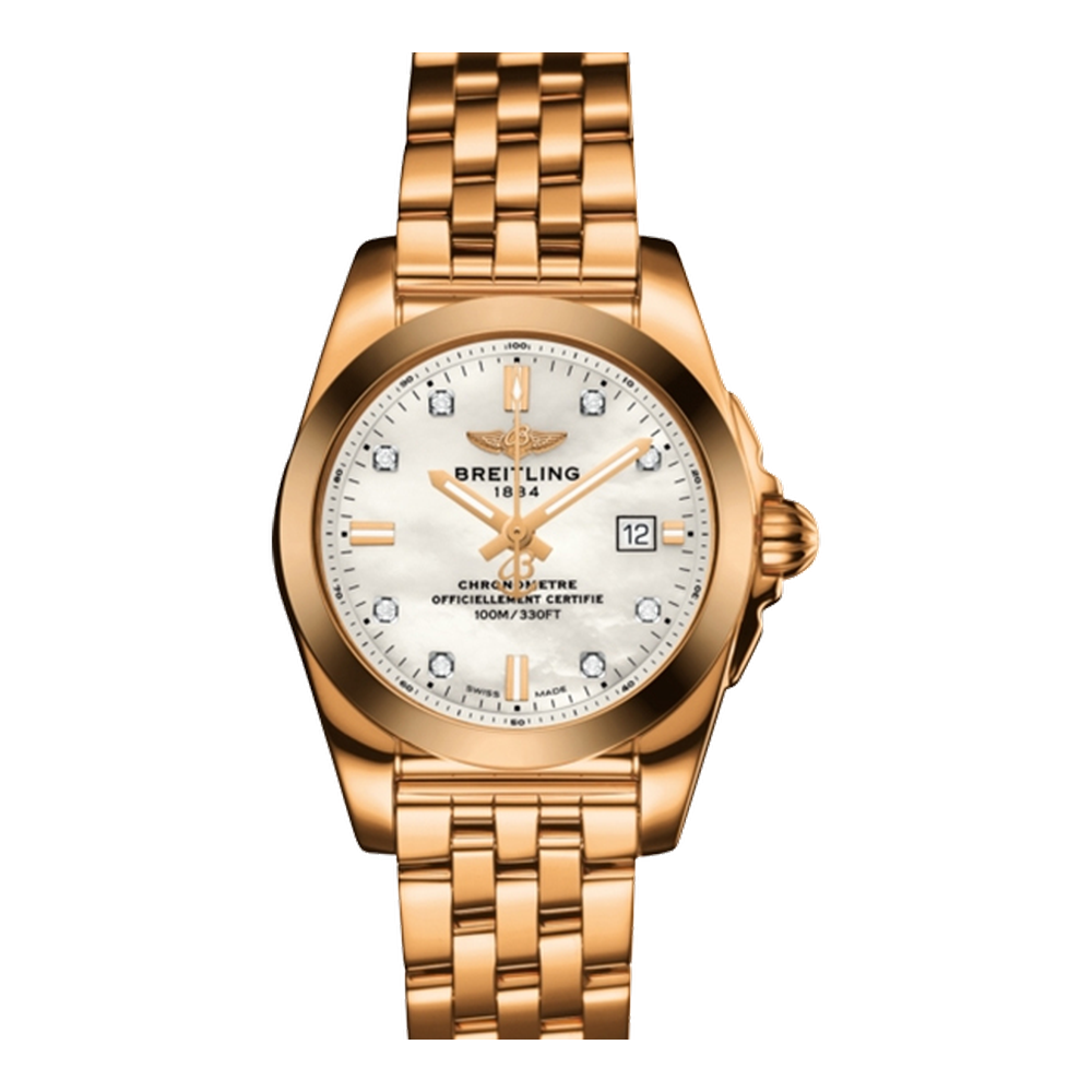 Breitling Rose Gold / Pearl Diamond Natural/Cream Dial Straps