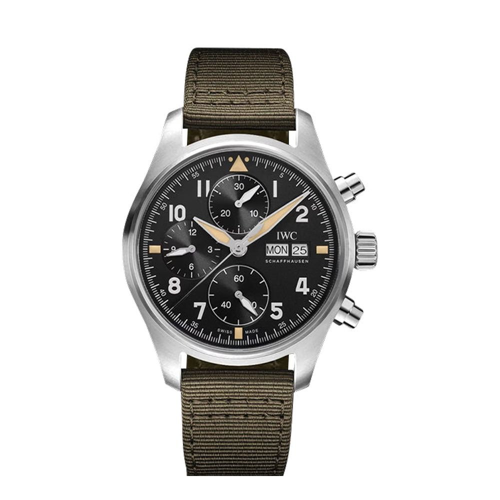IWC Pilot's Watch Chronograph Spitfire Stainless Steel / Black / Textile