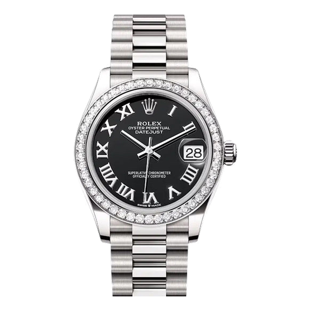 Rolex Datejust 31 White Gold Diamond / Black - Roman