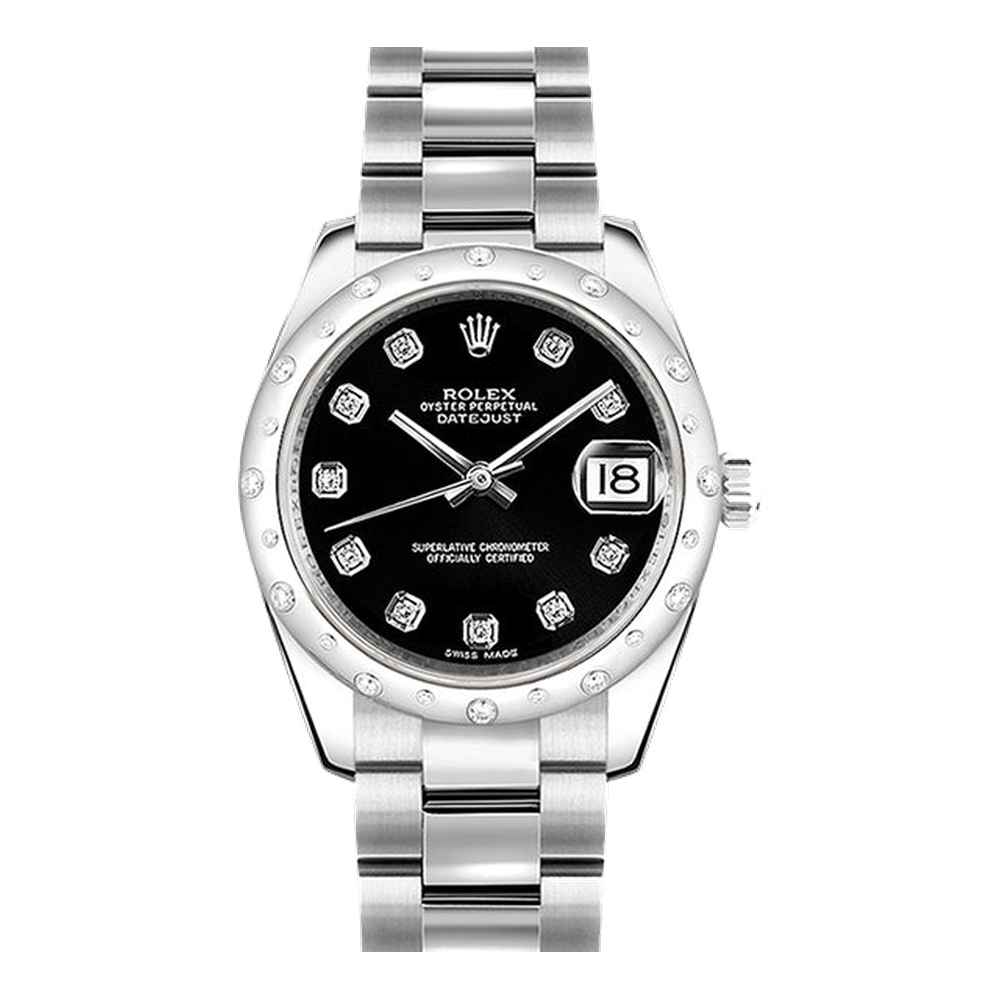 Rolex Datejust 31 Stainless Steel Domed Diamond / Oyster / Black - Diamond Black Dial Straps