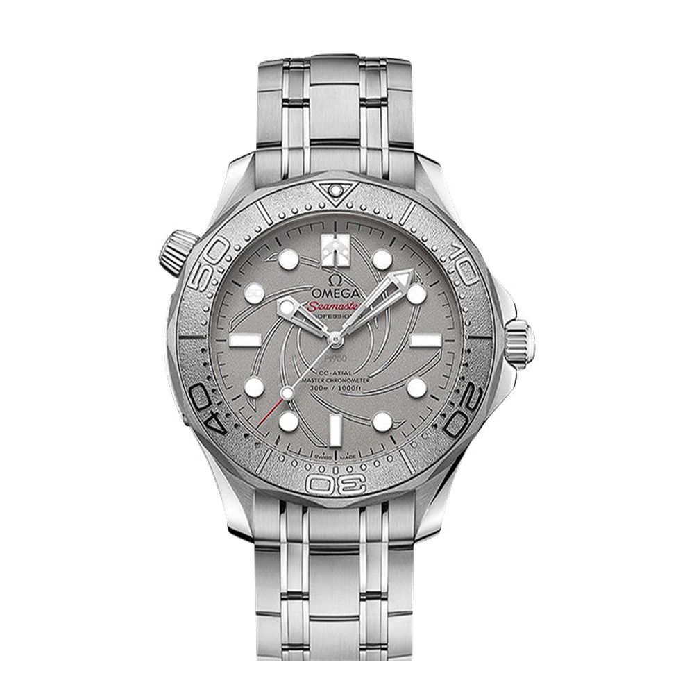 Omega Diver 300M Master Co-Axial 42 Platinum Aston Martin Neiman Marcus Grey Dial Straps