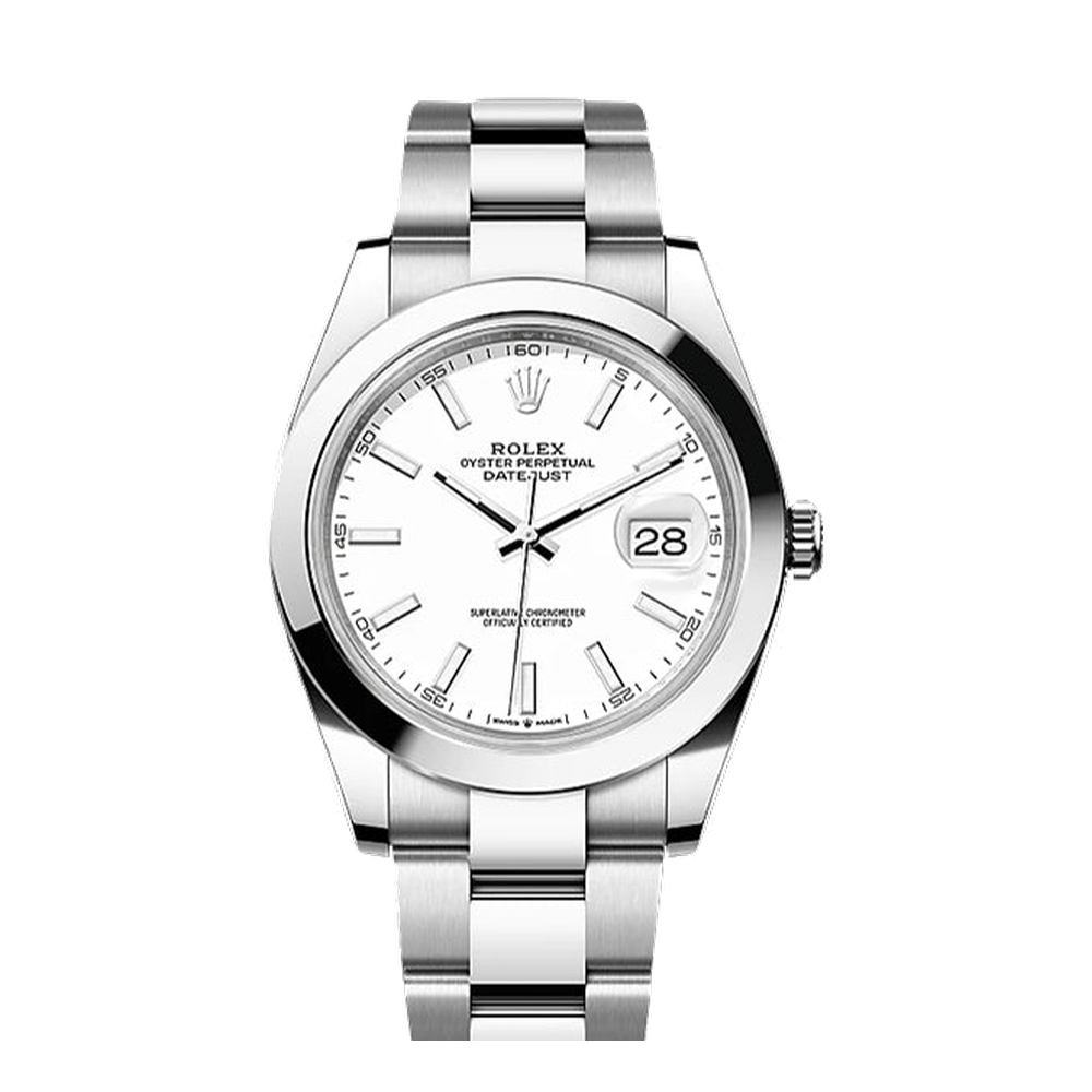 Rolex Datejust 41 Stainless Steel Smooth / Oyster / White White Dial Straps