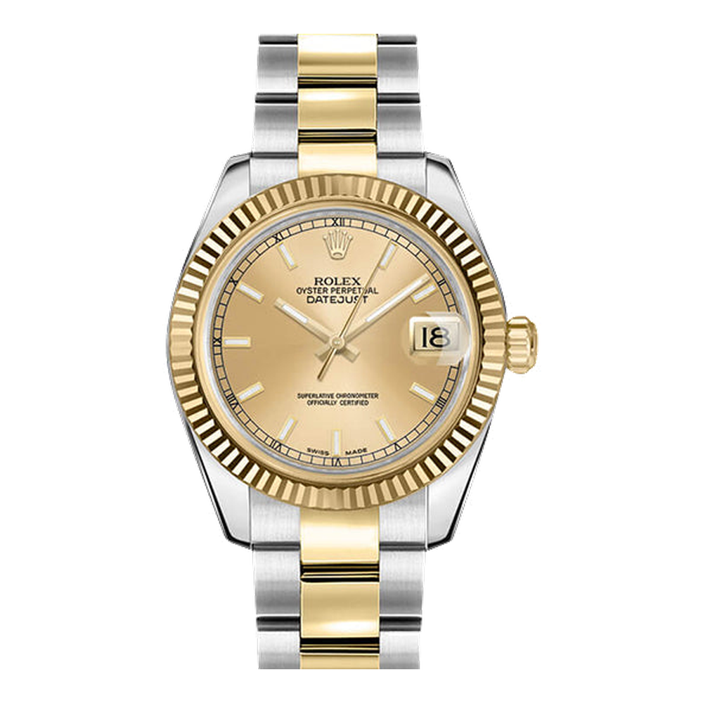 Rolex Datejust 31 Rolesor Yellow Fluted / Oyster / Champagne